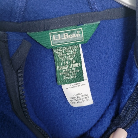 LL Bean Kids Retro Mountain Classic Fleece Hooded Jacket Size Large (14-16) Blue - Picture 3 of 6